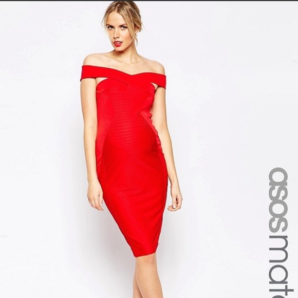 asos red maternity dress